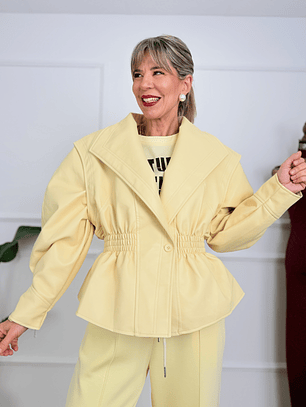 Leather Jacket PU10331-1 Jaune