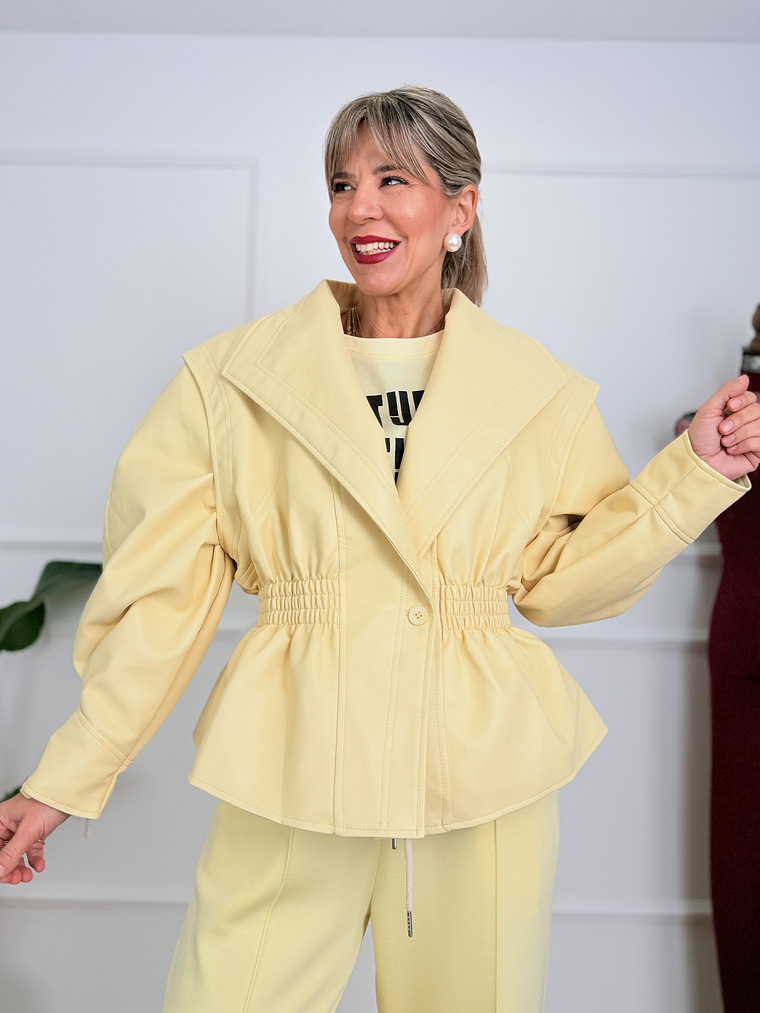 Leather Jacket PU10331-1 Jaune 1