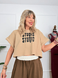 H12811 Crop T-Shirt Sand  - thumbnail 1