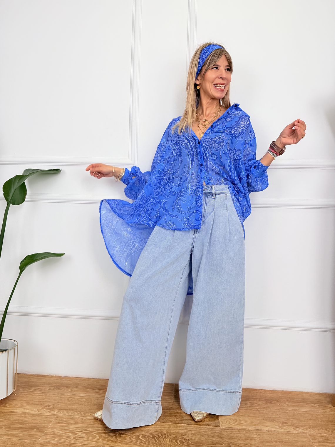 Imelda Floral Shirt 58271  Light Blue  3