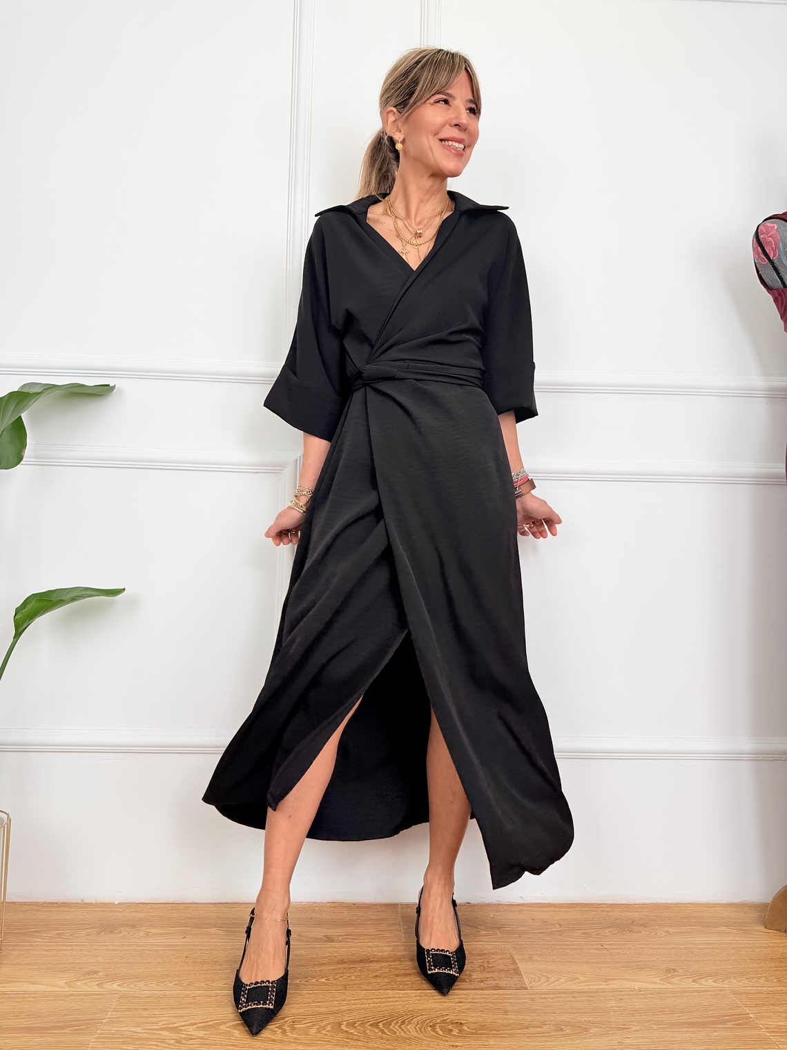 Wrap Dress Εlora 50129 Black 1