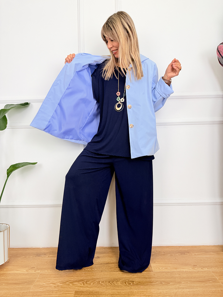 Chic Trench Coat G2192 Blue  4