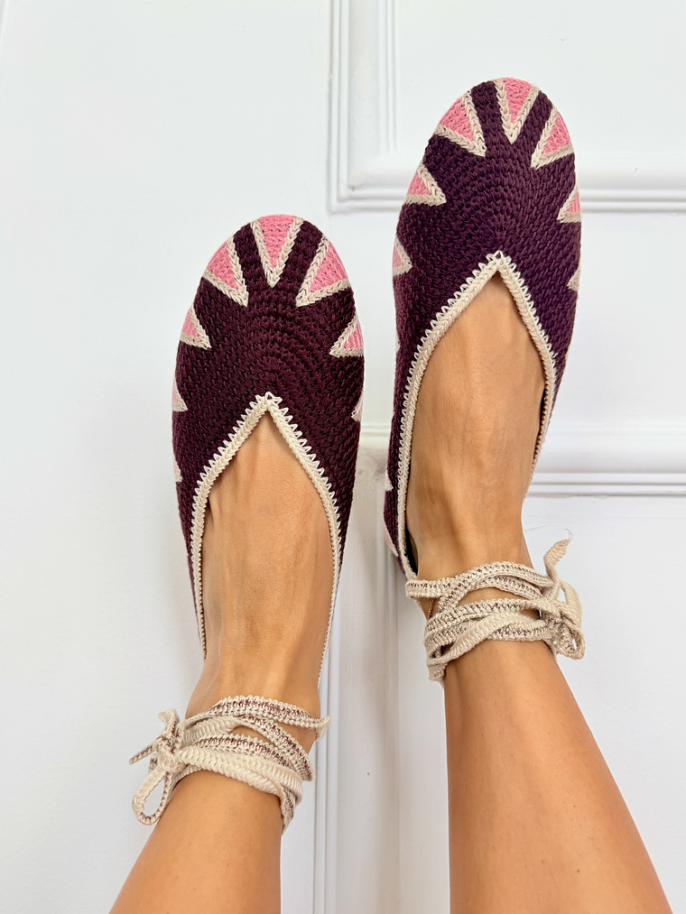 Knitted shoes Wine D-060    3