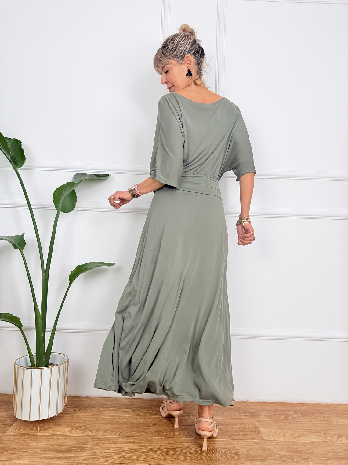 Elia Boutique Dress Chaki 529-10  2