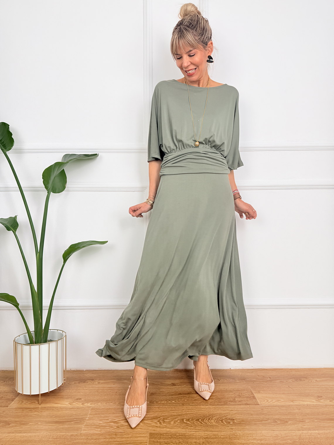 Elia Boutique Dress Chaki 529-10  1