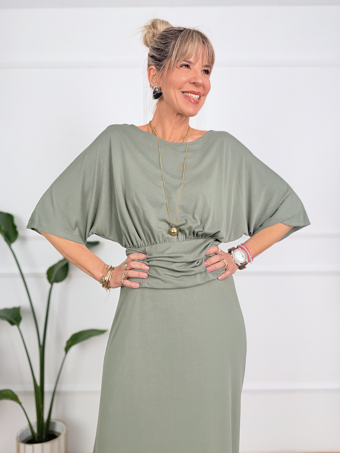 Elia Boutique Dress Chaki 529-10  4