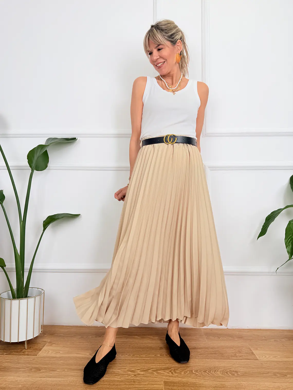 Ezelina Skirt Βeige 2815 2