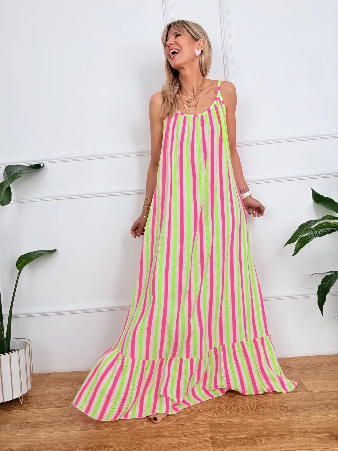 Nerida Maxi Dress Green/Pink 25255 (4.)  2
