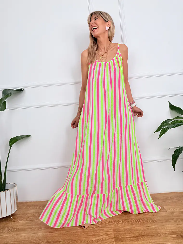 Nerida Maxi Dress Green/Pink 25255 (4.)  2