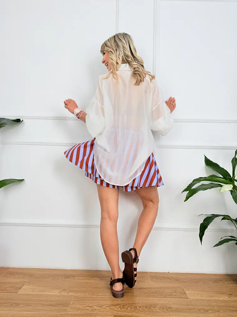 Wave Skort Orange/Blue royal 4984 3