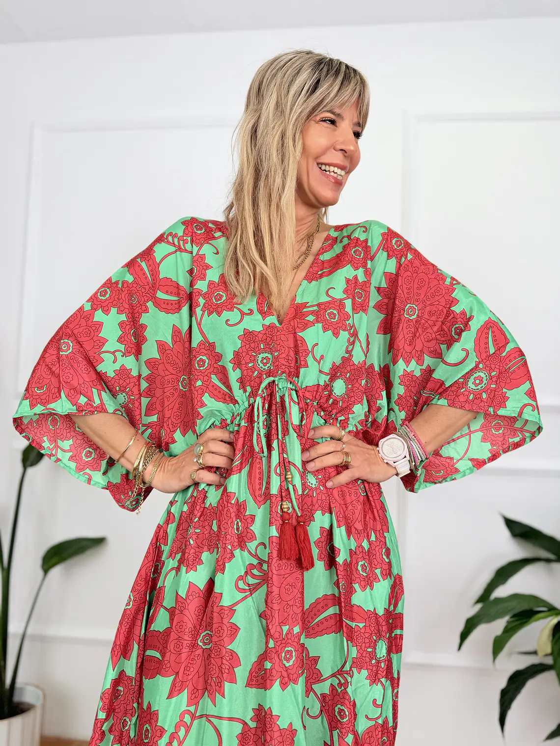Glikokima Dress 15110 Green-Red (4.)    4