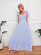Onda Checkered Maxi Dress Blue 6383  - thumbnail 2