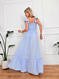 Onda Checkered Maxi Dress Blue 6383  - thumbnail 3