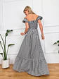 Onda Checkered Maxi Dress Black 6383 - thumbnail 3