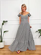 Onda Checkered Maxi Dress Black 6383 - thumbnail 1
