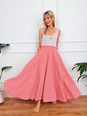 Roxana Checkered Skirt Salmon 836326   