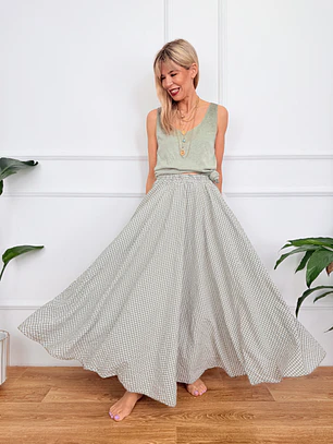 Roxana Checkered Skirt Chaki 836326