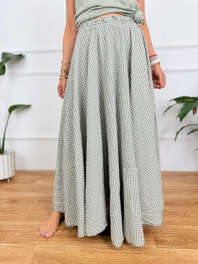 Roxana Checkered Skirt Chaki 836326 4