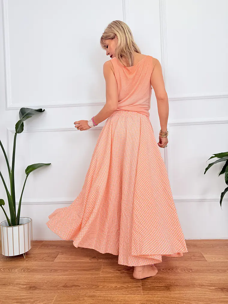 Roxana Checkered Skirt Orange 836326   3