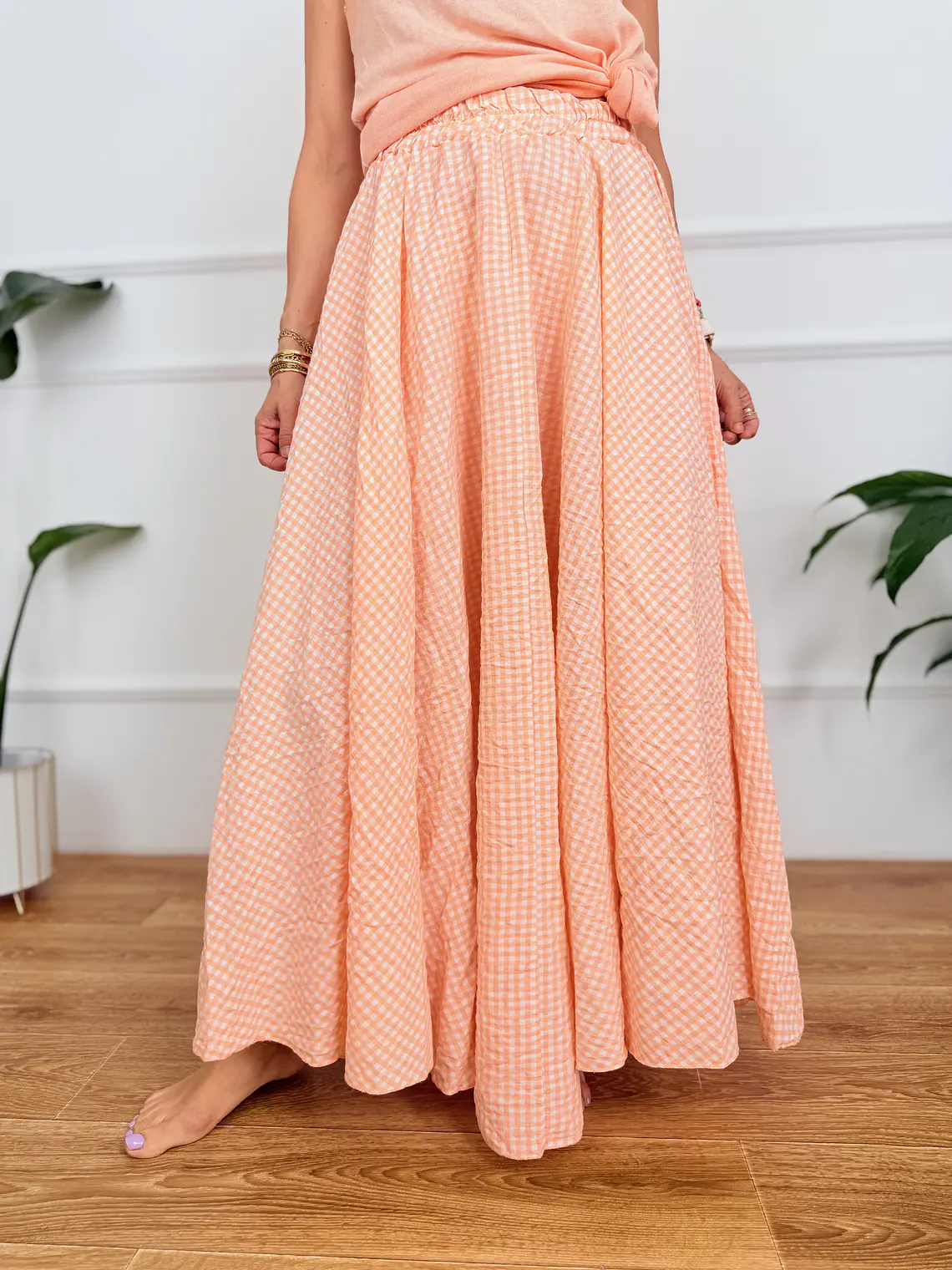 Roxana Checkered Skirt Orange 836326   4