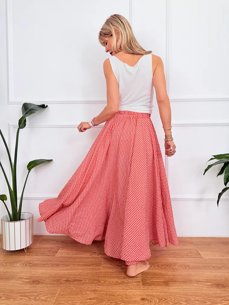 Roxana Checkered Skirt Red 836326   2