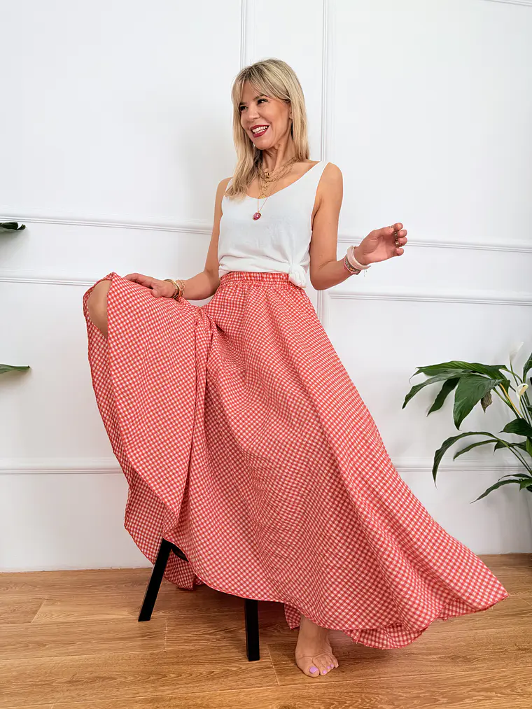 Roxana Checkered Skirt Red 836326   3