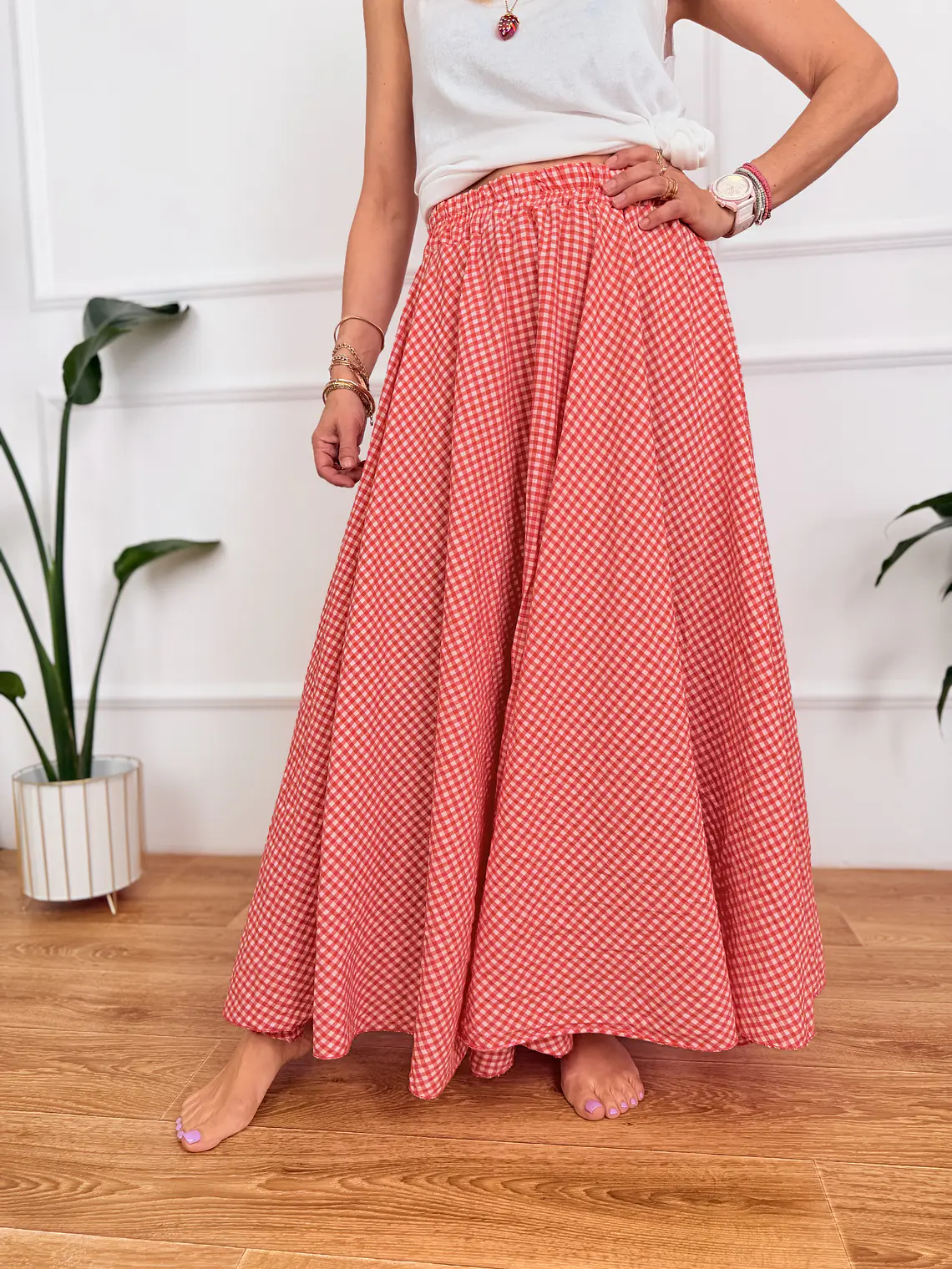 Roxana Checkered Skirt Red 836326   4