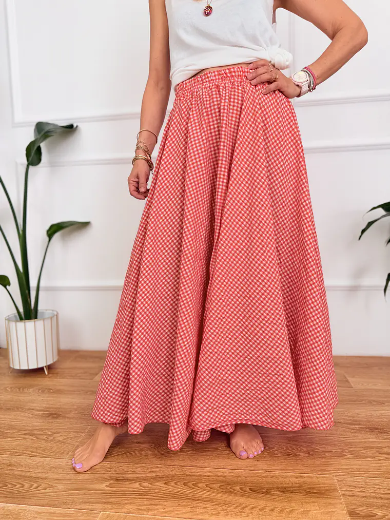 Roxana Checkered Skirt Red 836326   4
