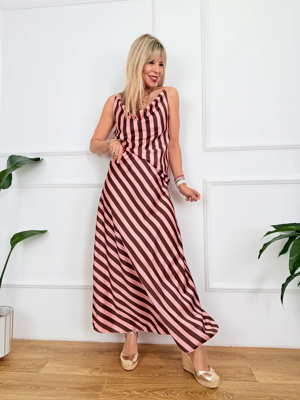 Amvrosia Set Striped Brown 9861-1   2