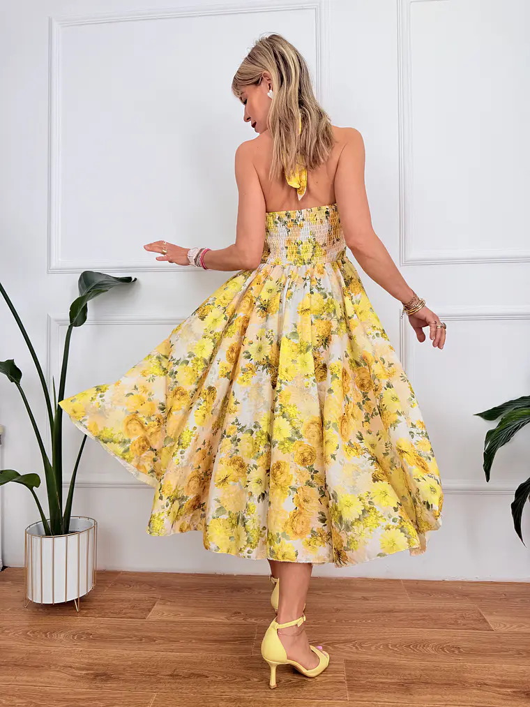 Ginevra Floral Dress Υellow 26366  3