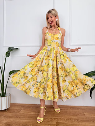 Ginevra Floral Dress Υellow 26366 