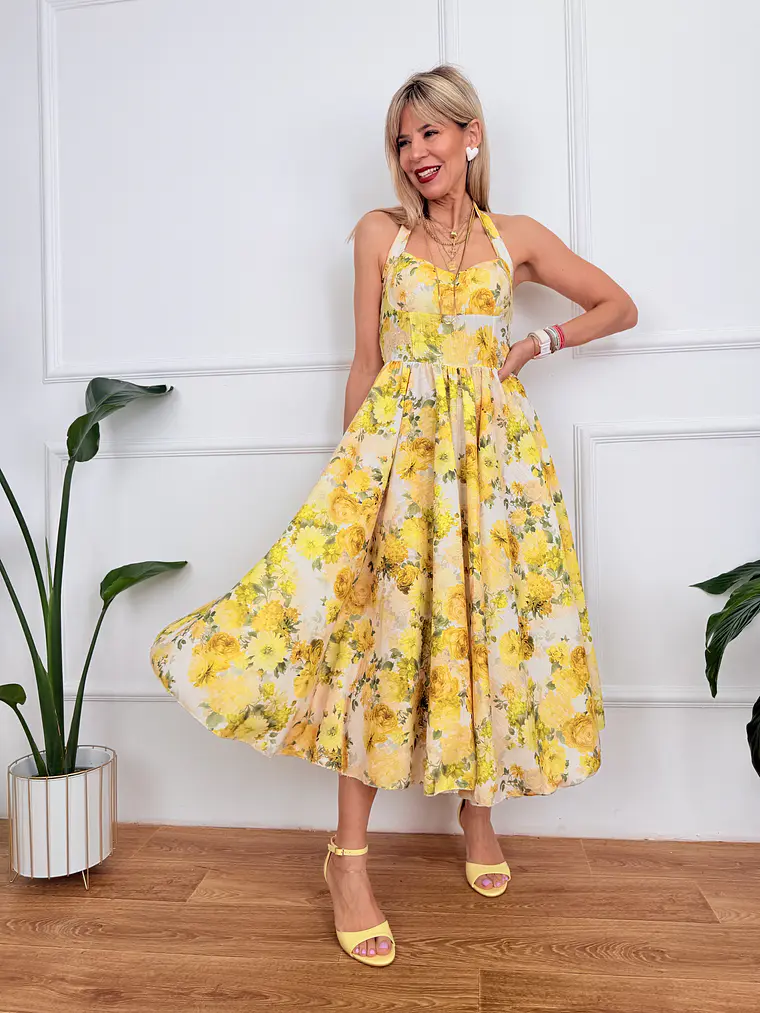 Ginevra Floral Dress Υellow 26366  2