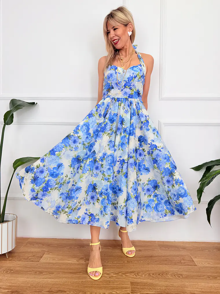 Ginevra Floral Dress Blue 26366 1
