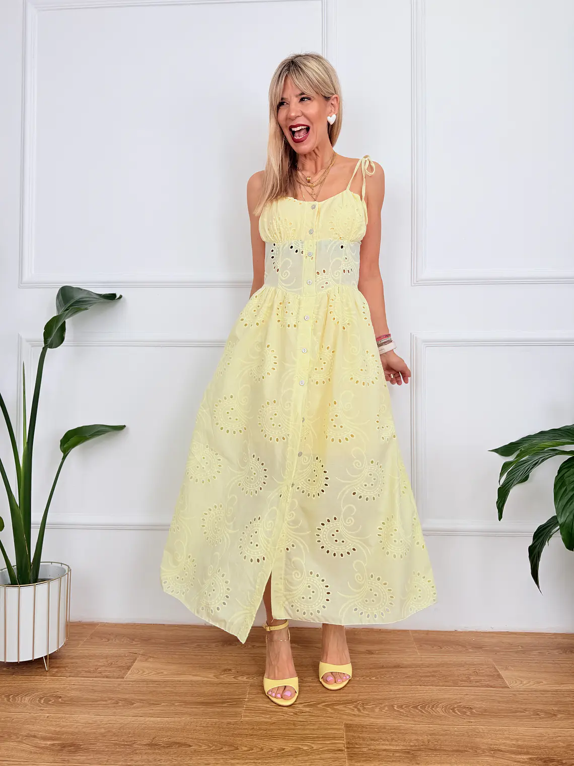Paula Dress Guipure Yellow 57623  2