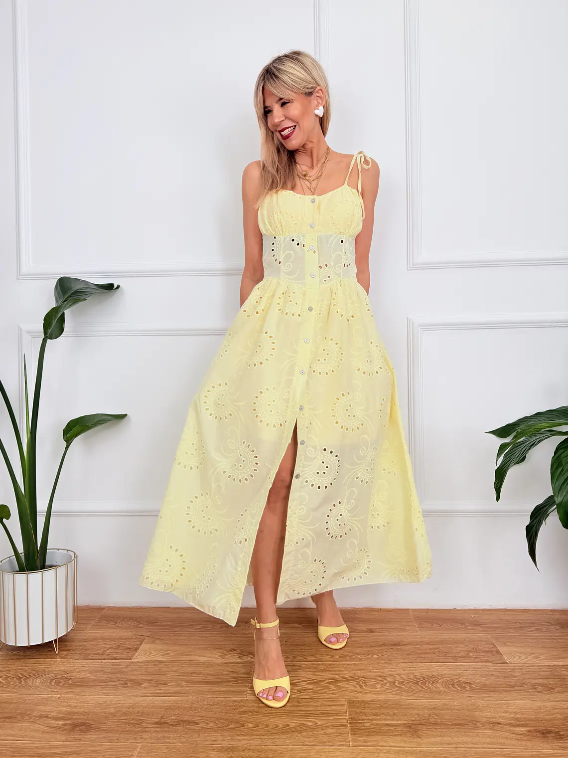 Paula Dress Guipure Yellow 57623  1