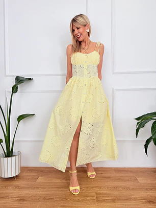 Paula Dress Guipure Yellow 57623 