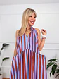Rocio Stripped Dress Blue-Rust Orange 5038 - thumbnail 4