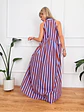 Rocio Stripped Dress Blue-Rust Orange 5038 - thumbnail 3