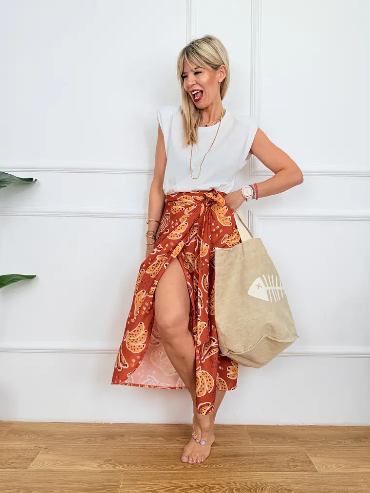 Lefkes Skirt Orange 12027 2