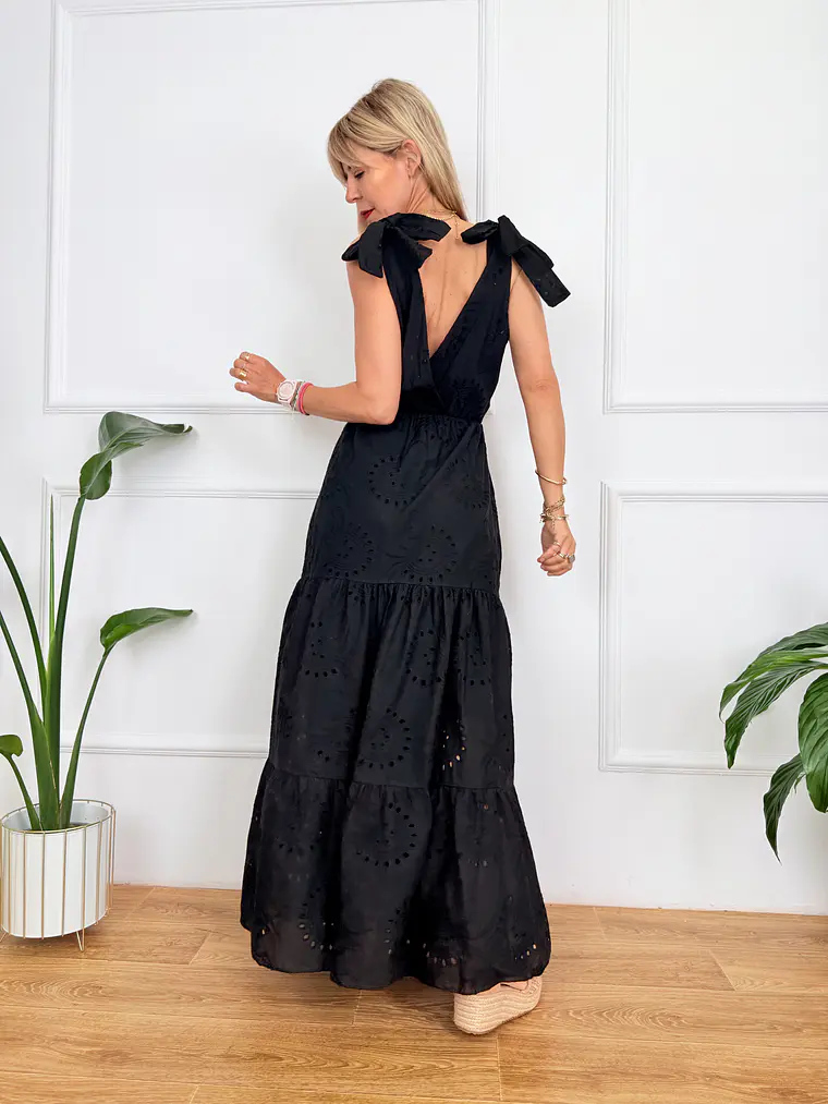 Pyrgos Maxi Guipure Dress Black 58181   3