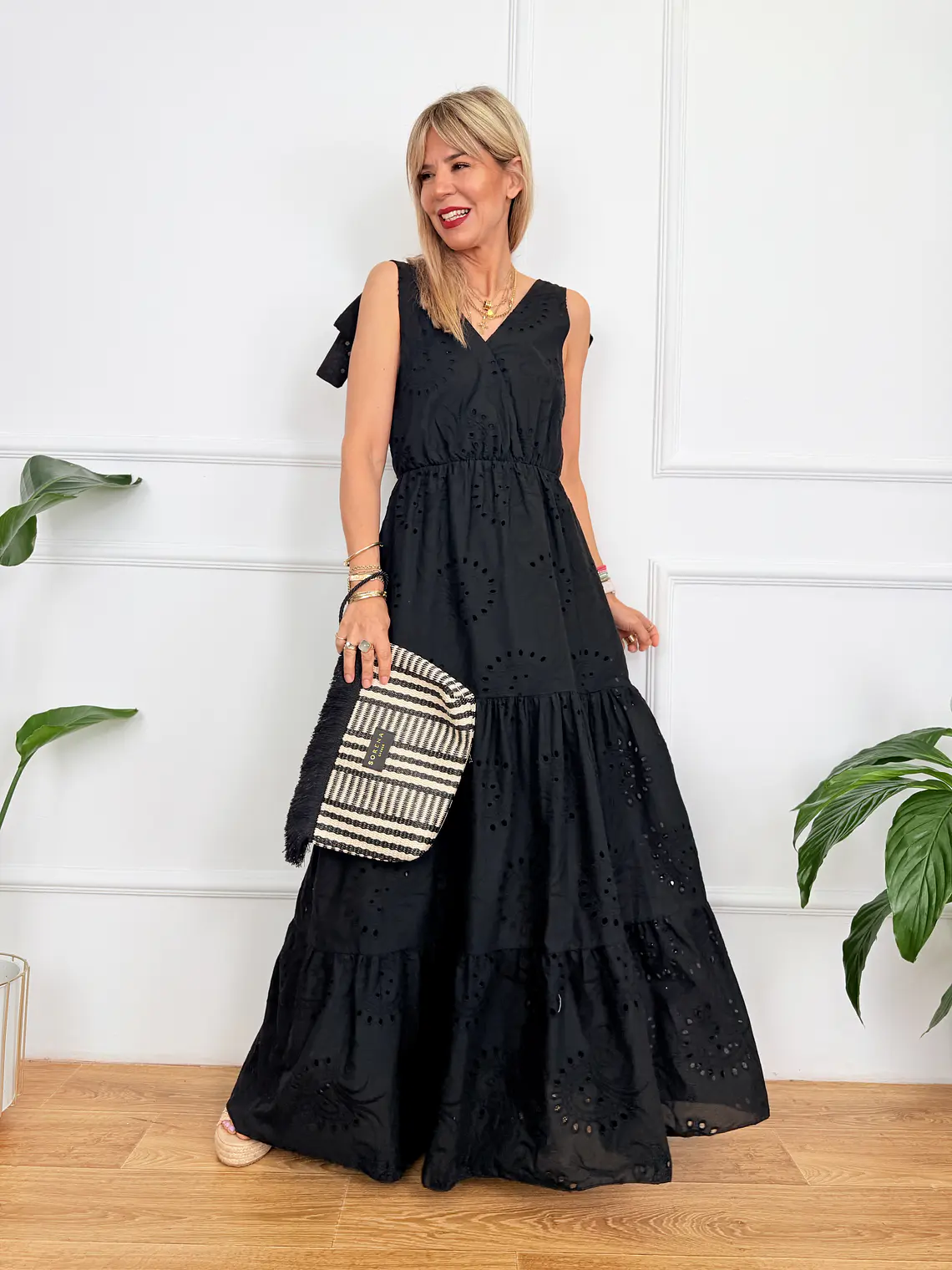 Pyrgos Maxi Guipure Dress Black 58181   1