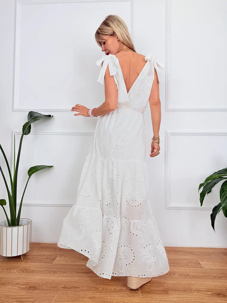 Pyrgos Maxi Guipure Dress Ivory 58181   3