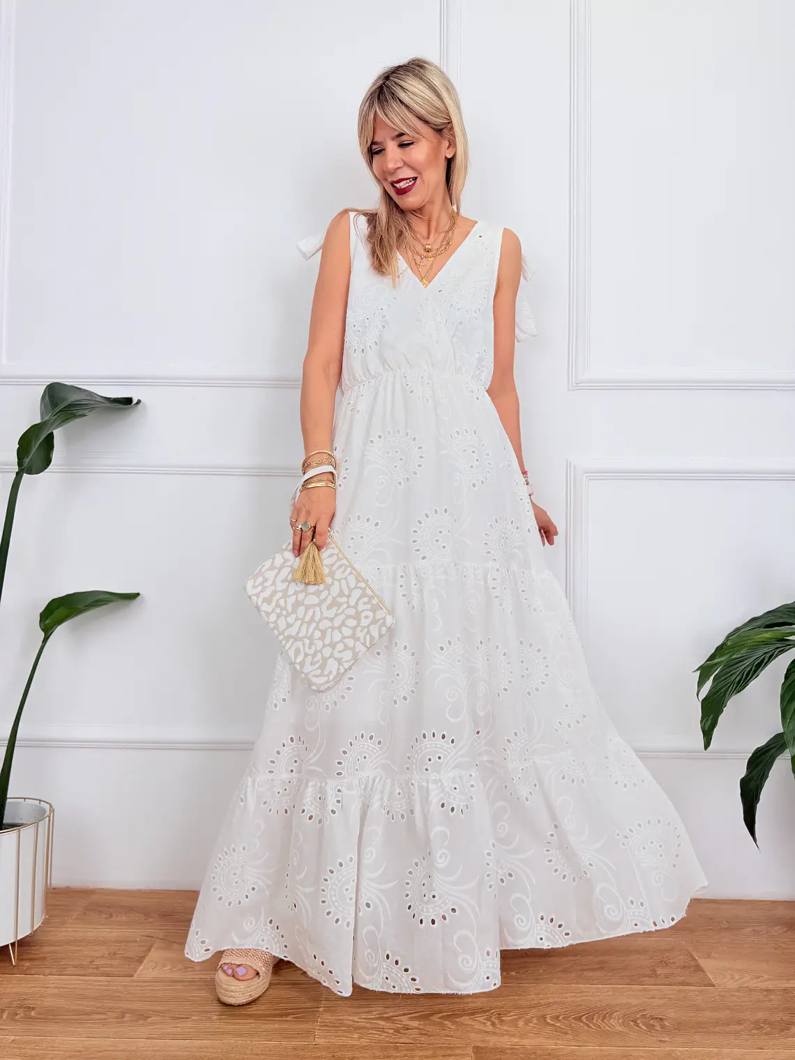 Pyrgos Maxi Guipure Dress Ivory 58181   1