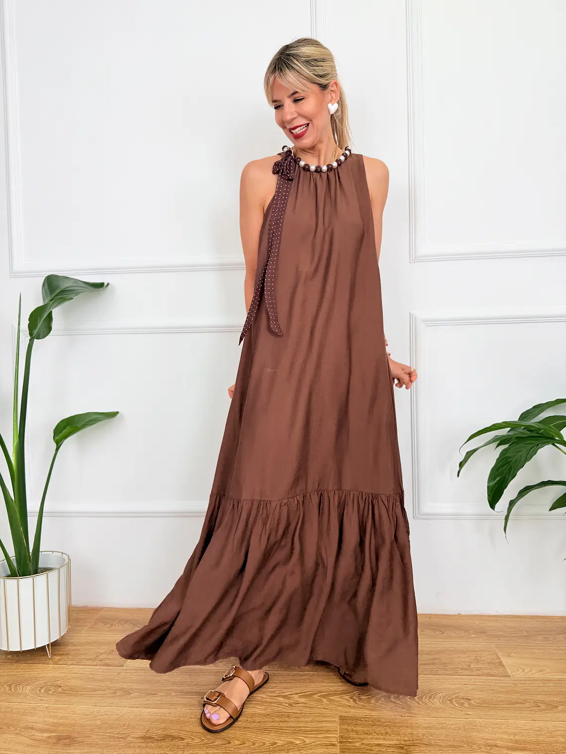 Estia Dress Brown D80335  2