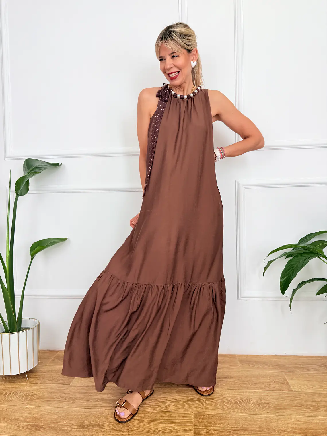 Estia Dress Brown D80335  1