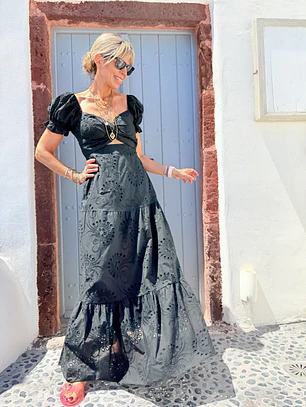 Donna Maxi Kipour Dress Black 58267
