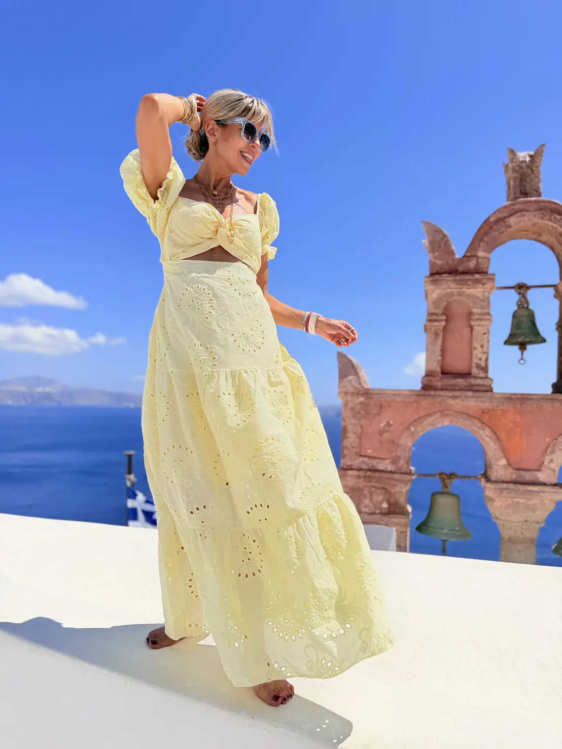 Donna Maxi Kipour Dress Yellow 58267  1