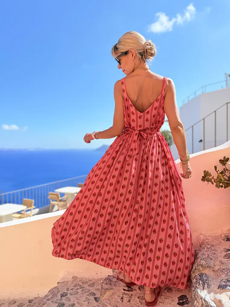 Farrah Strawberry Maxi Dress Pink 5727 2