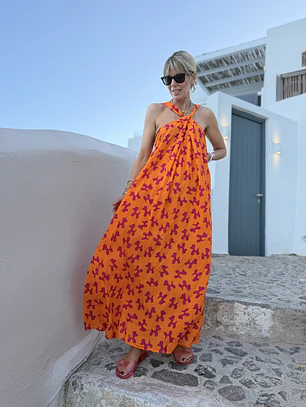 Nisiotiko Dress Orange FG-442