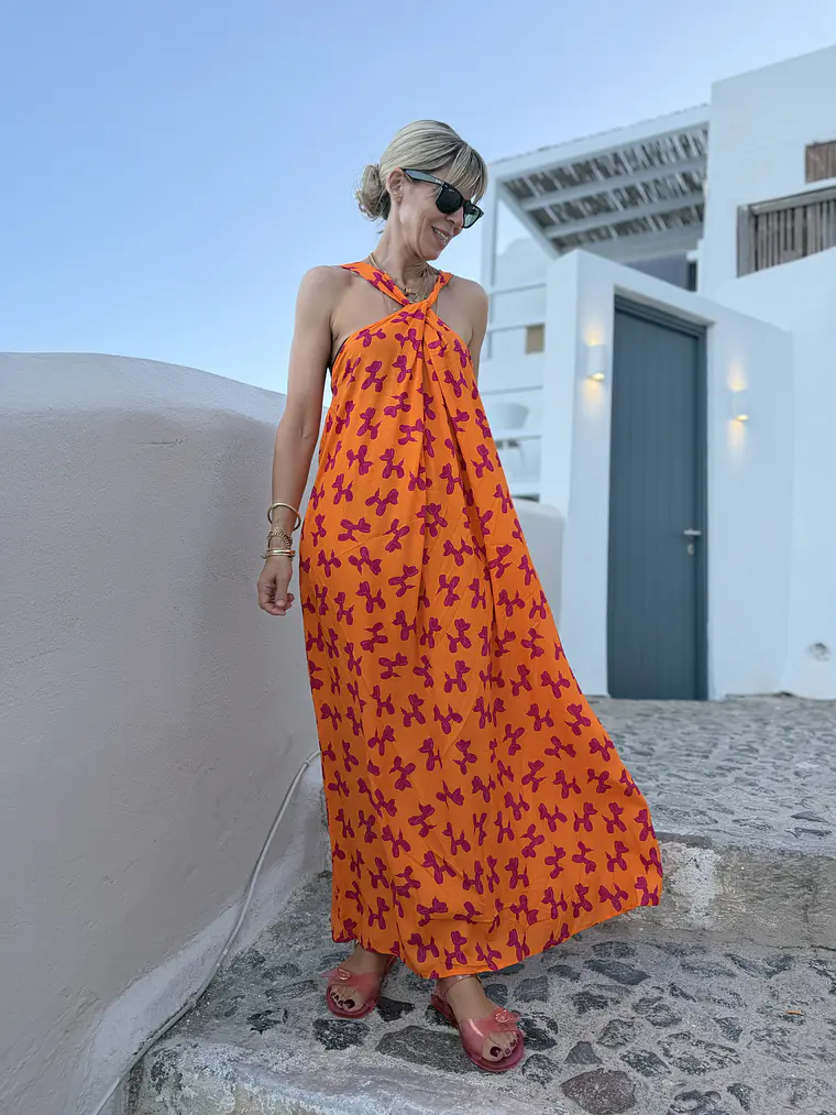 Nisiotiko Dress Orange FG-442 2